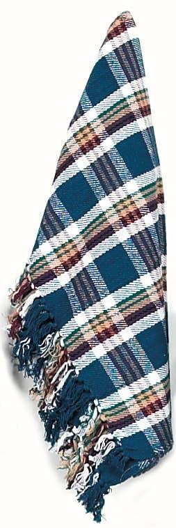 Cotton throw blanket in Lakewood design, featuring a plaid pattern with fringed edges, perfect for adding countryside charm.