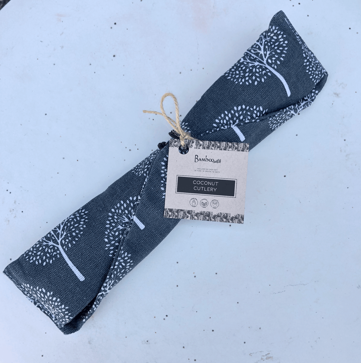 Travel Utensils - Coconut Cutlery Set with Travel Pouch Bamboo Switch