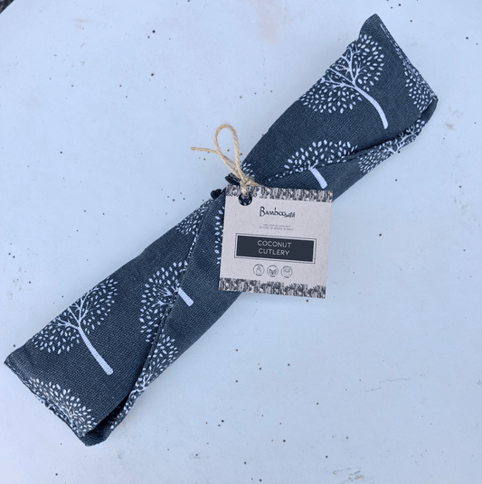 Travel Utensils - Coconut Cutlery Set with Travel Pouch Bamboo Switch