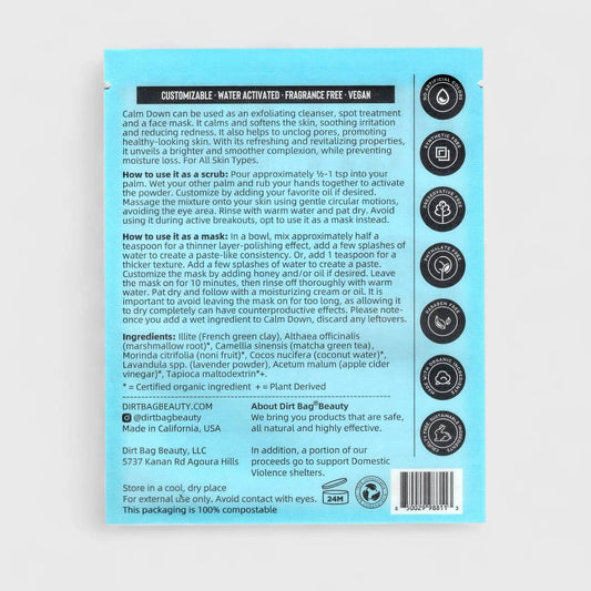 Vegan Cleanser & Mask - 2 -in-1 Powder - Soothes & Smooths Dirt Bag Beauty