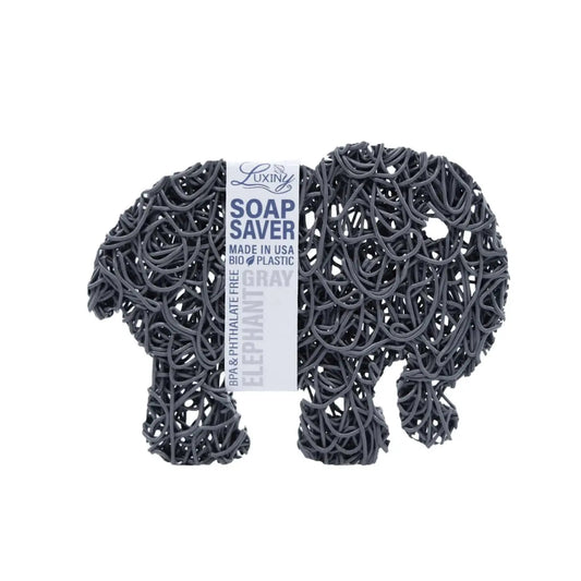 gray elephant shaped soap dish made from bioplastics