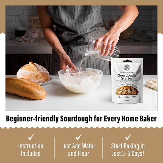 Non-GMO, Freeze Dried, Organic Sourdough Starter. 12 gr. for beginner-friendly home baking.
