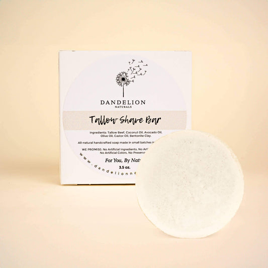 Dandelion Naturals unscented shave bar, crafted for smooth, effortless shaving with nourishing ingredients.