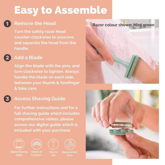 Safety Razor for Women & Men, Reusable Metal Razors (Unisex): Silver Jungle Culture