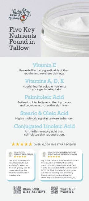 Grass-Fed Tallow - Lady May - Body Butter - Unscented Lady May Tallow