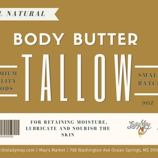 Grass-Fed Tallow - Lady May - Body Butter - Unscented Lady May Tallow