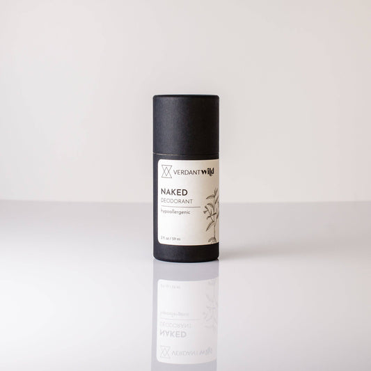 Non-toxic unscented vegan deodorant in eco-friendly biodegradable tube by Verdant Wild.