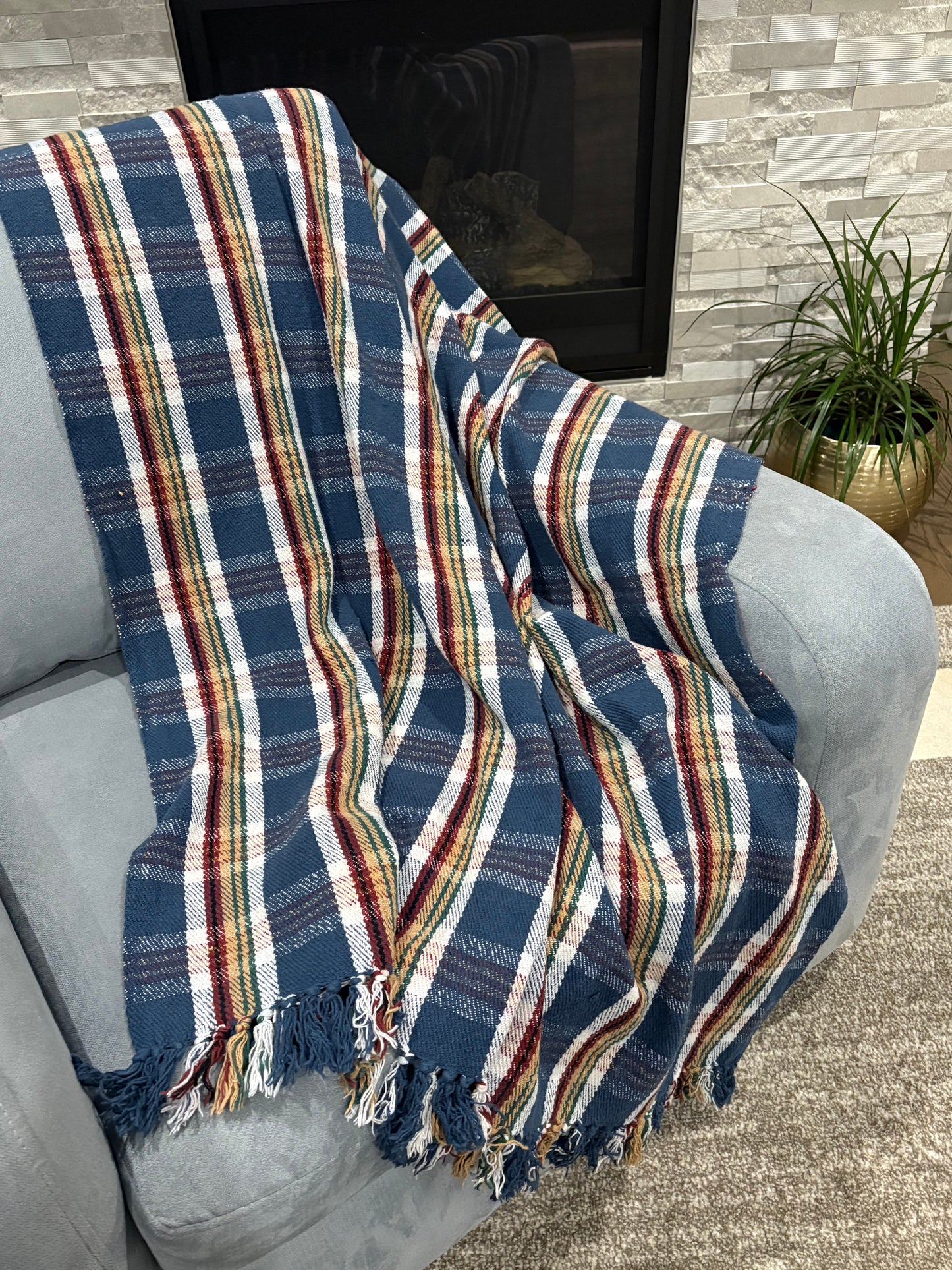 100% Cotton Blanket - Plaid - Handmade Throw Blanket