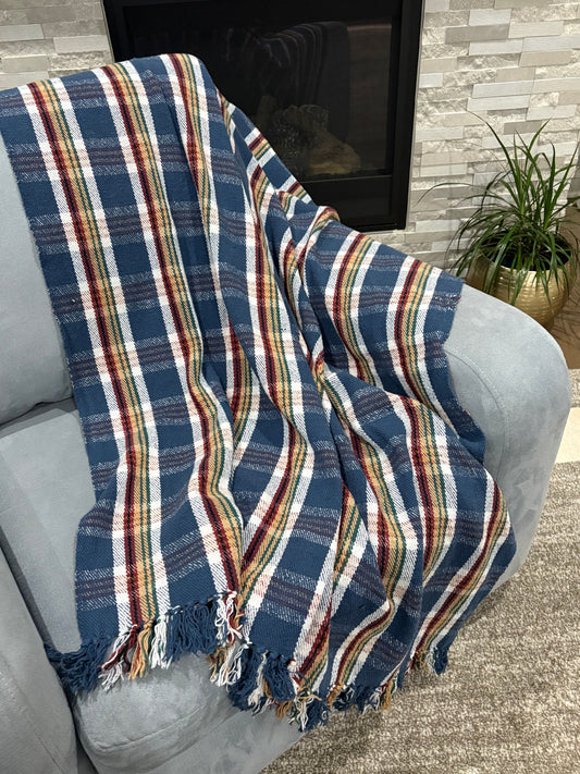 100% Cotton Blanket - Plaid - Handmade Throw Blanket