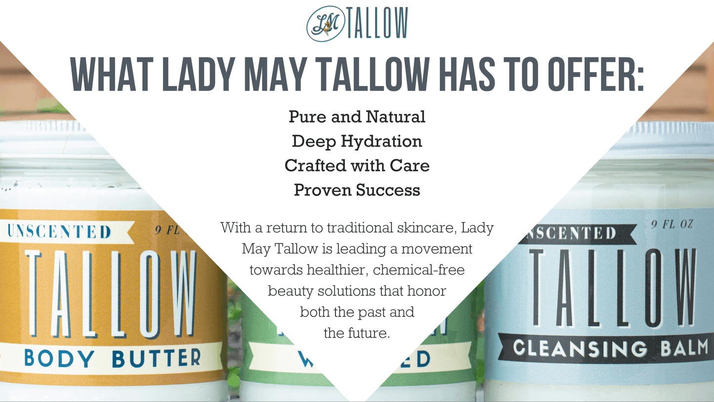 Unscented Whipped Tallow Moisturizer | 100% Natural Skincare: 9oz Lady May Tallow
