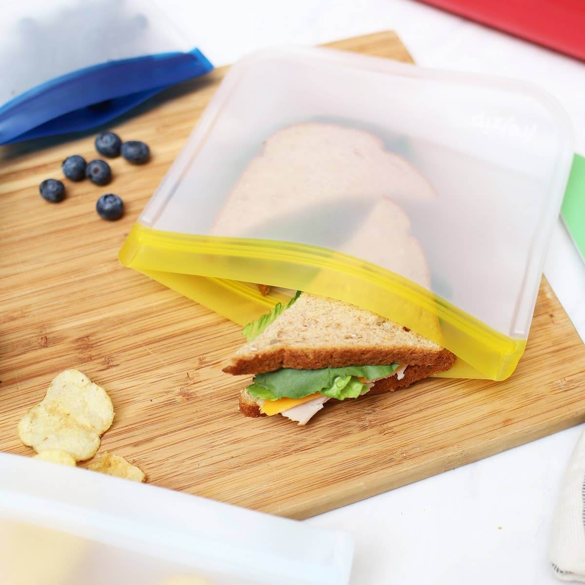 Reusable Flat Lunch Bags - 5 Piece Sets: Jewel Tones