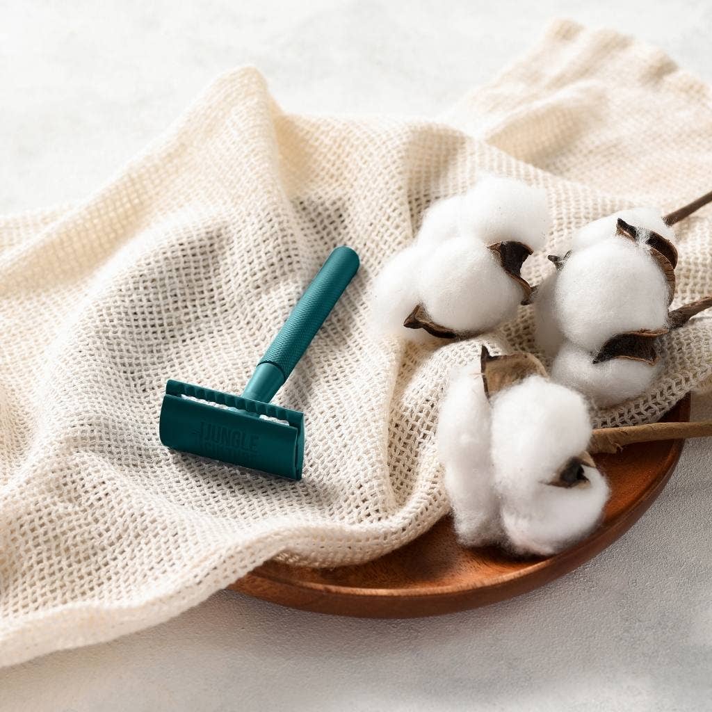 Safety Razor for Women & Men, Reusable Metal Razors (Unisex): Teal Jungle Culture