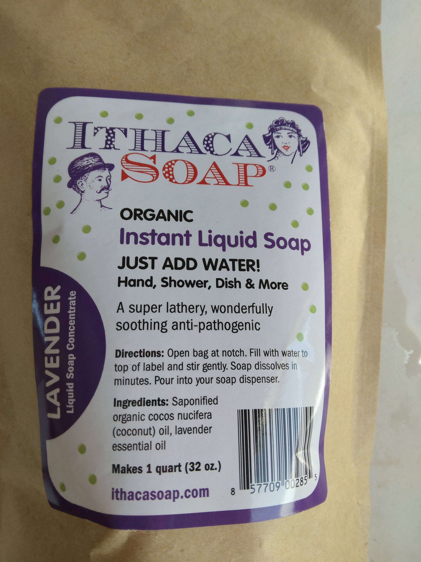 Ithaca Soap Instant Liquid Soap Lavender concentrate, 32 oz. Just add water for a natural, anti-pathogenic cleaner.