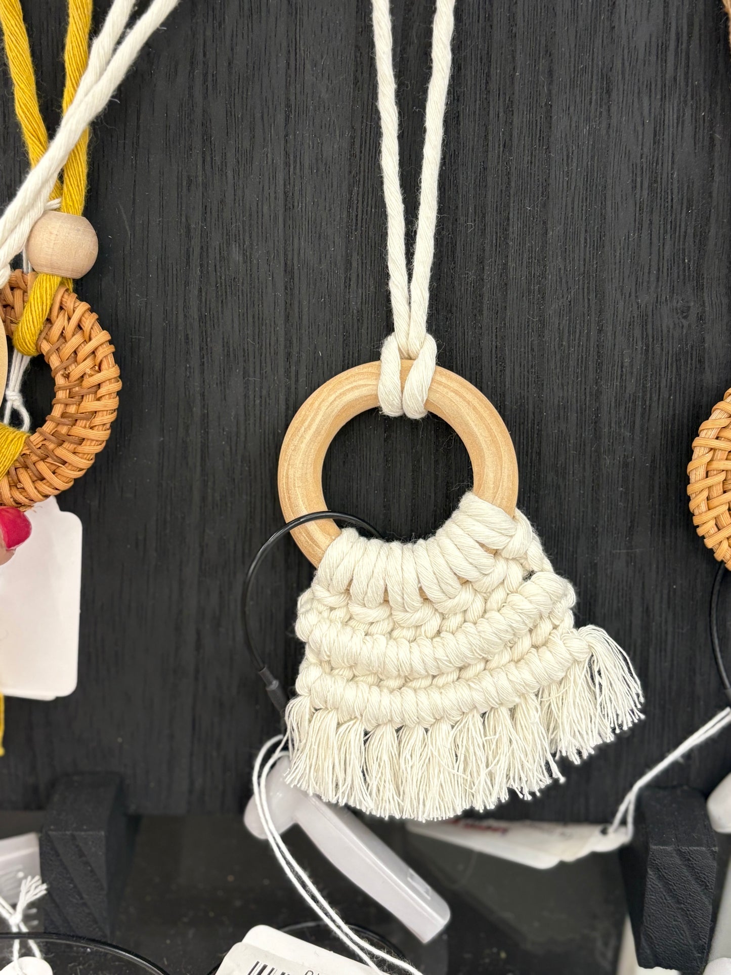Essential Oil Car Diffusers - Macrame - Natural