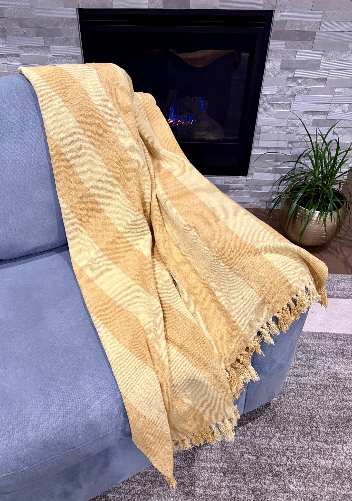Cotton Throw - Yellow Check