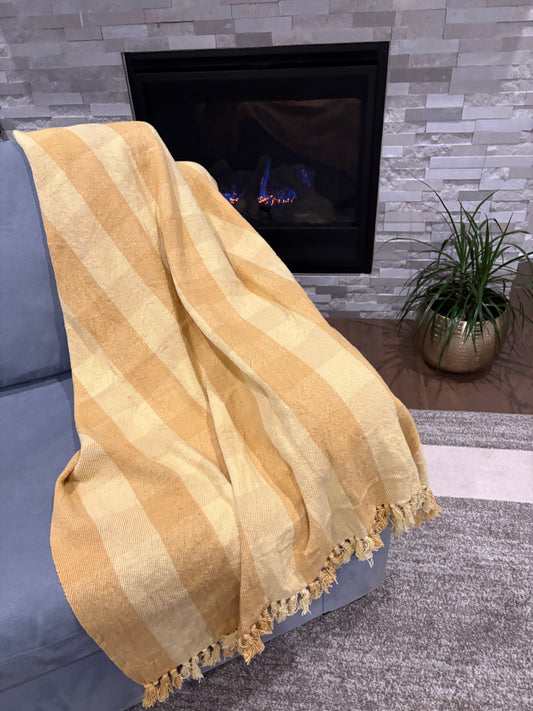Cotton Throw - Yellow Check