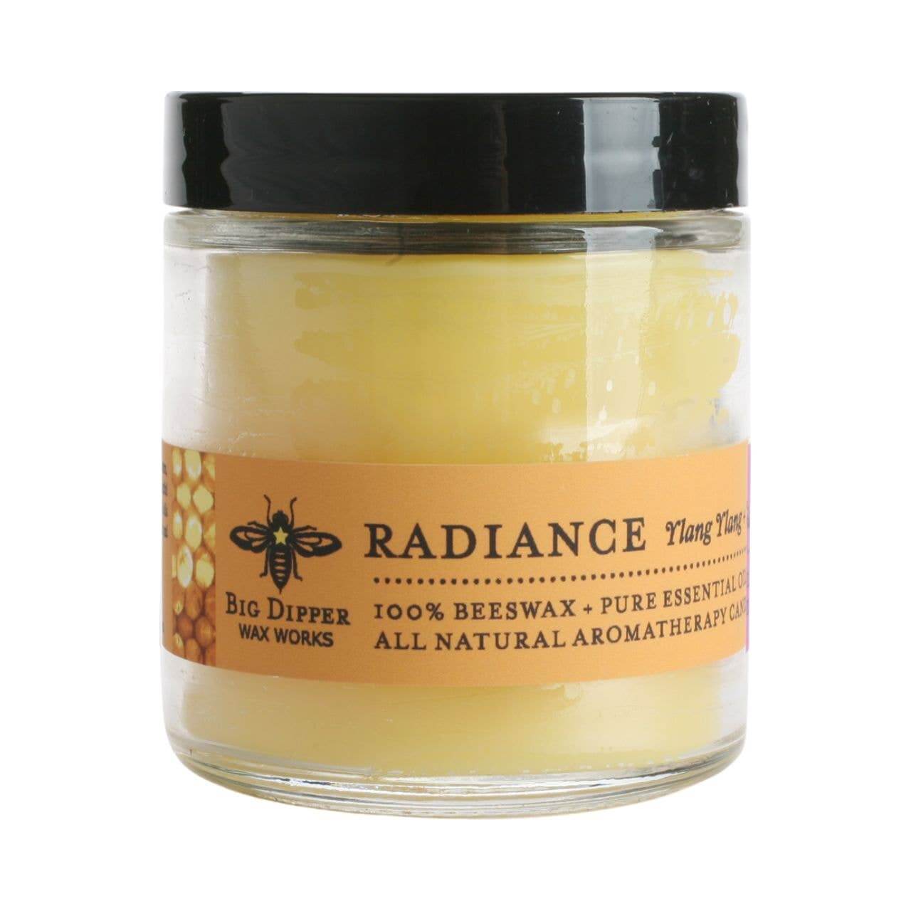 Apothecary glass candle with pure beeswax, tangerine and ylang ylang essential oils, 3.2oz for aromatherapy.