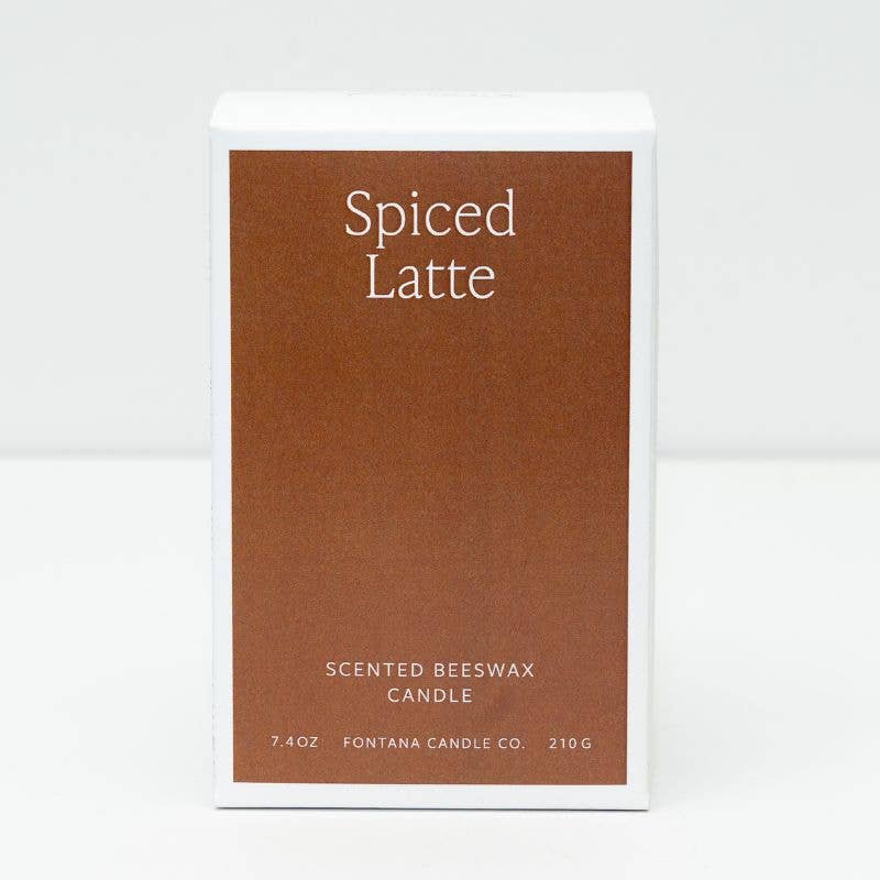 Spiced Latte Scented Beeswax Candle jar, 7.4 oz, non-toxic cozy aroma perfect for autumn.