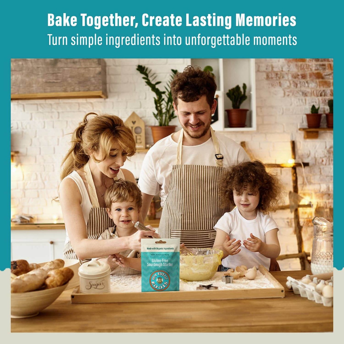 Family baking together with Gluten-Free Sourdough Starter Culture - Bestseller, creating memorable moments in the kitchen.