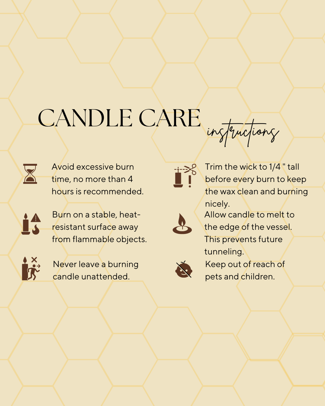 Candle care instructions for Vanilla Caramel Coffee Beeswax Candle - Non Toxic Candle - Woodwick Candle