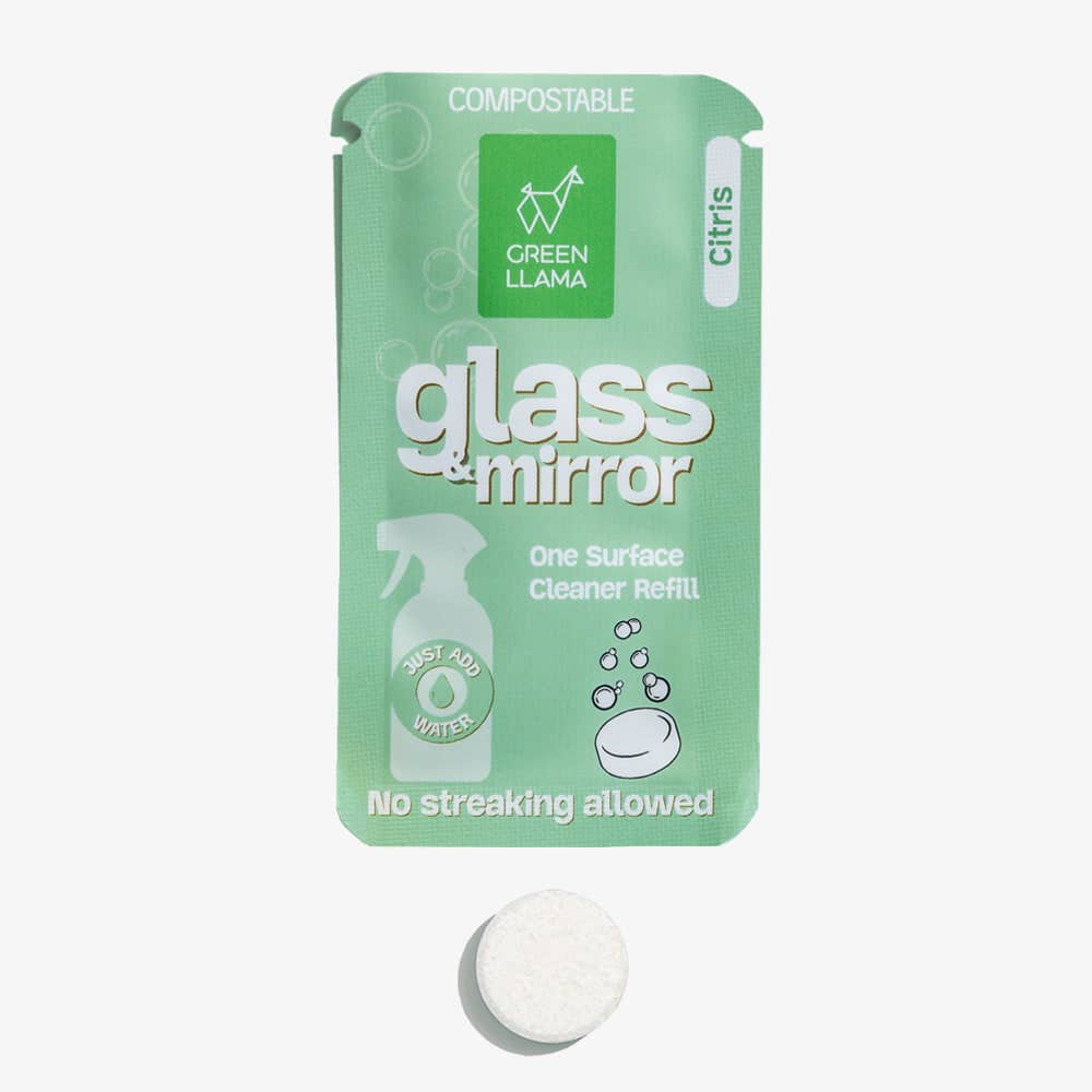Green Llama Glass & Mirror Cleaner - Eco-Friendly Refill Tablet