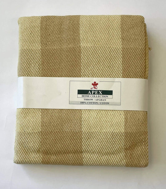 Cotton Throw - Yellow Check Accent Linen
