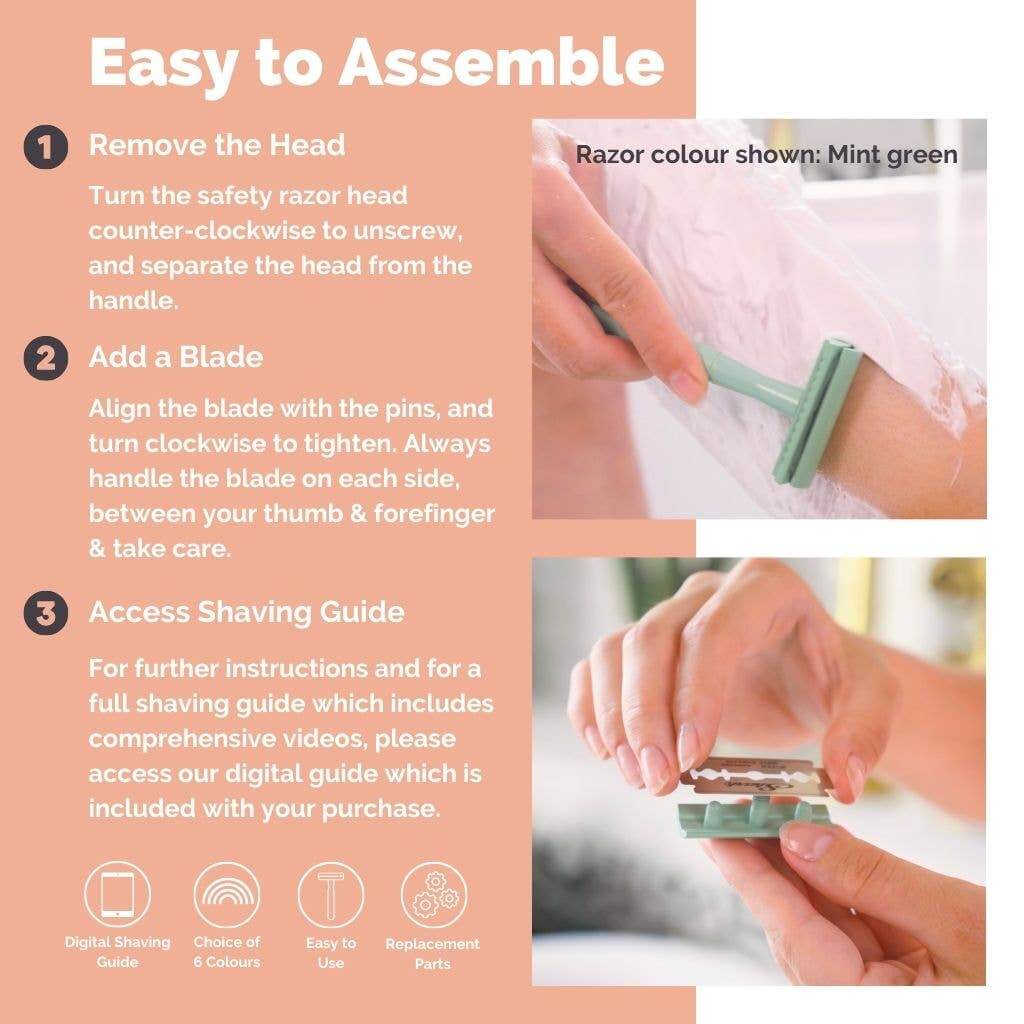 Safety Razor for Women & Men, Reusable Metal Razors (Unisex): Teal Jungle Culture