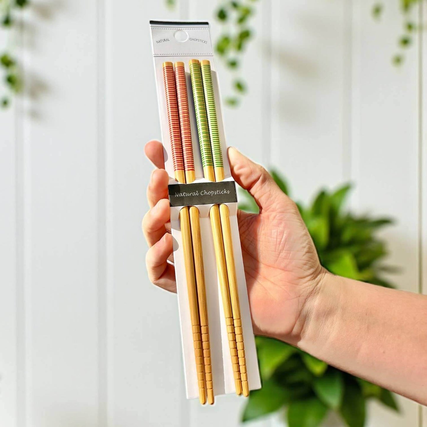 Bamboo Chopsticks Set | Holiday Stocking Stuffer: Black & Black, sustainable and reusable chopsticks for eco-friendly dining.