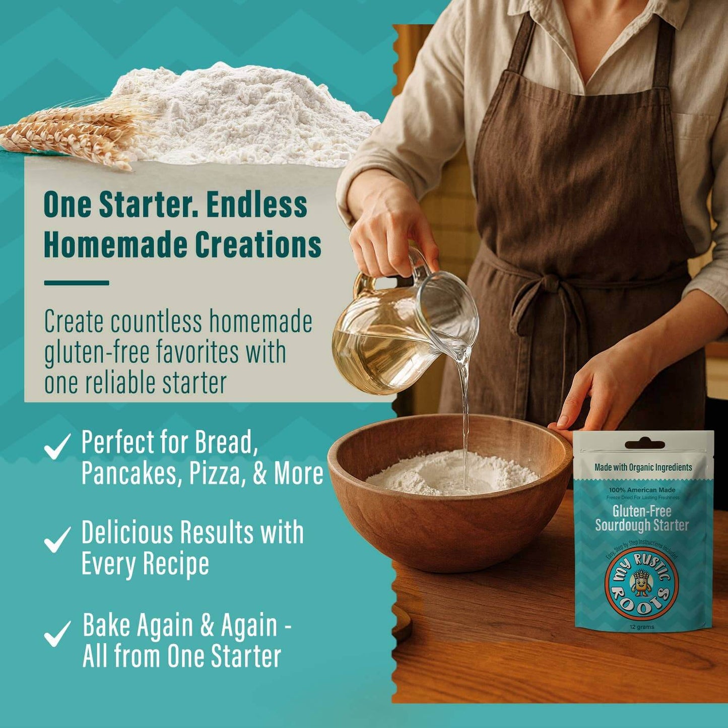 Gluten-Free Sourdough Starter Culture - Bestseller for baking bread, pancakes, pizza, and more homemade creations.