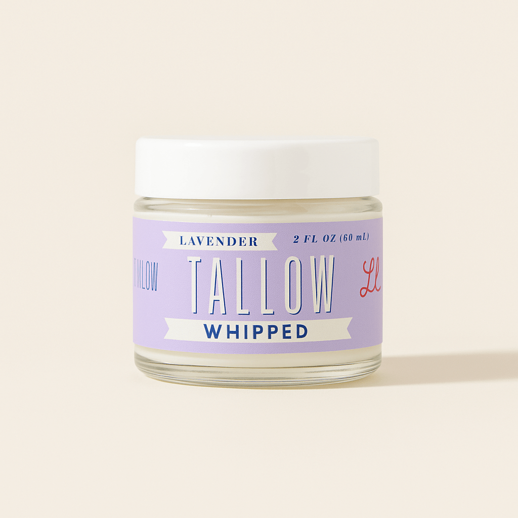 Lavender Whipped Tallow Moisturizer | Natural Beef Tallow Lotion | Calming, Preservative-Free Skincare by Lady May Tallow: 9oz.