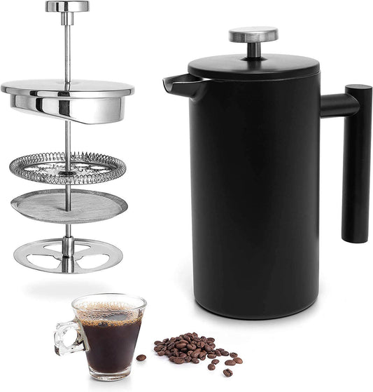 Mixpresso Stainless Steel French Press Coffee Maker 27 Oz 800ML Double Wall Metal Insulated Coffee Press & Tea Brewer: Black
