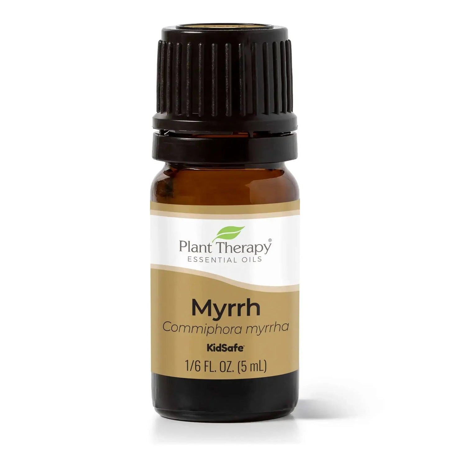 Myrrh essential oil bottle by Plant Therapy, 5ml, known for its grounding and calming properties.