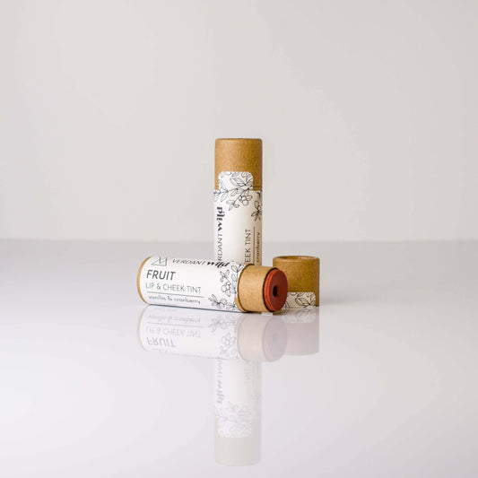 Natural Lip and cheek tint in eco-friendly, biodegradable tubes. 