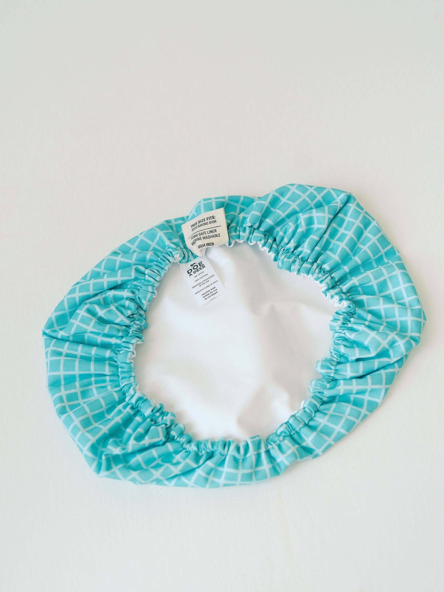 Recipe for a Happy Heart 10x14 Baking Dish Cover | Baking - turquoise grid pattern for 9x13 baking dishes.