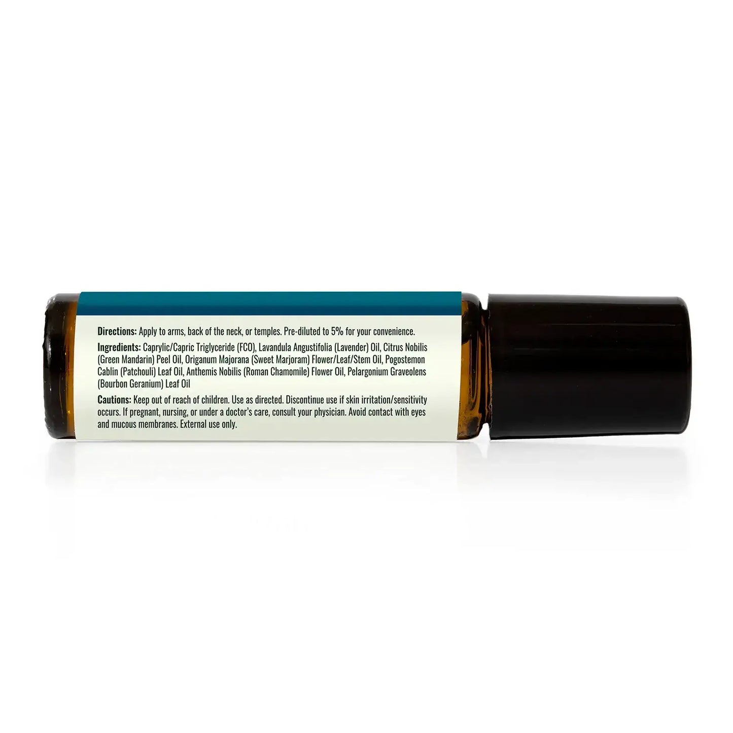 Relax Essential Oil Blend Pre-Diluted Roll-On directions and ingredient details for emotional support and tranquility.