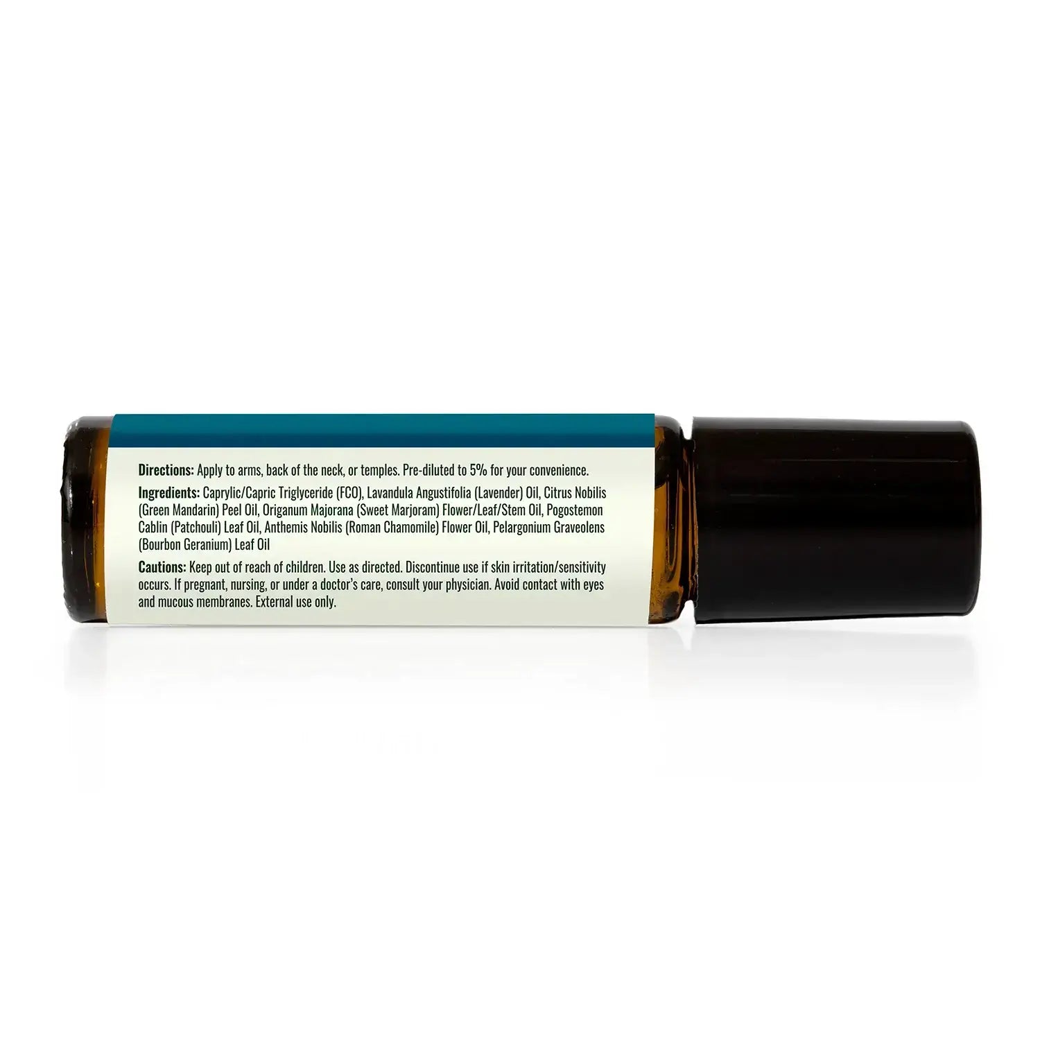 Relax Essential Oil Blend Pre-Diluted Roll-On directions and ingredient details for emotional support and tranquility.