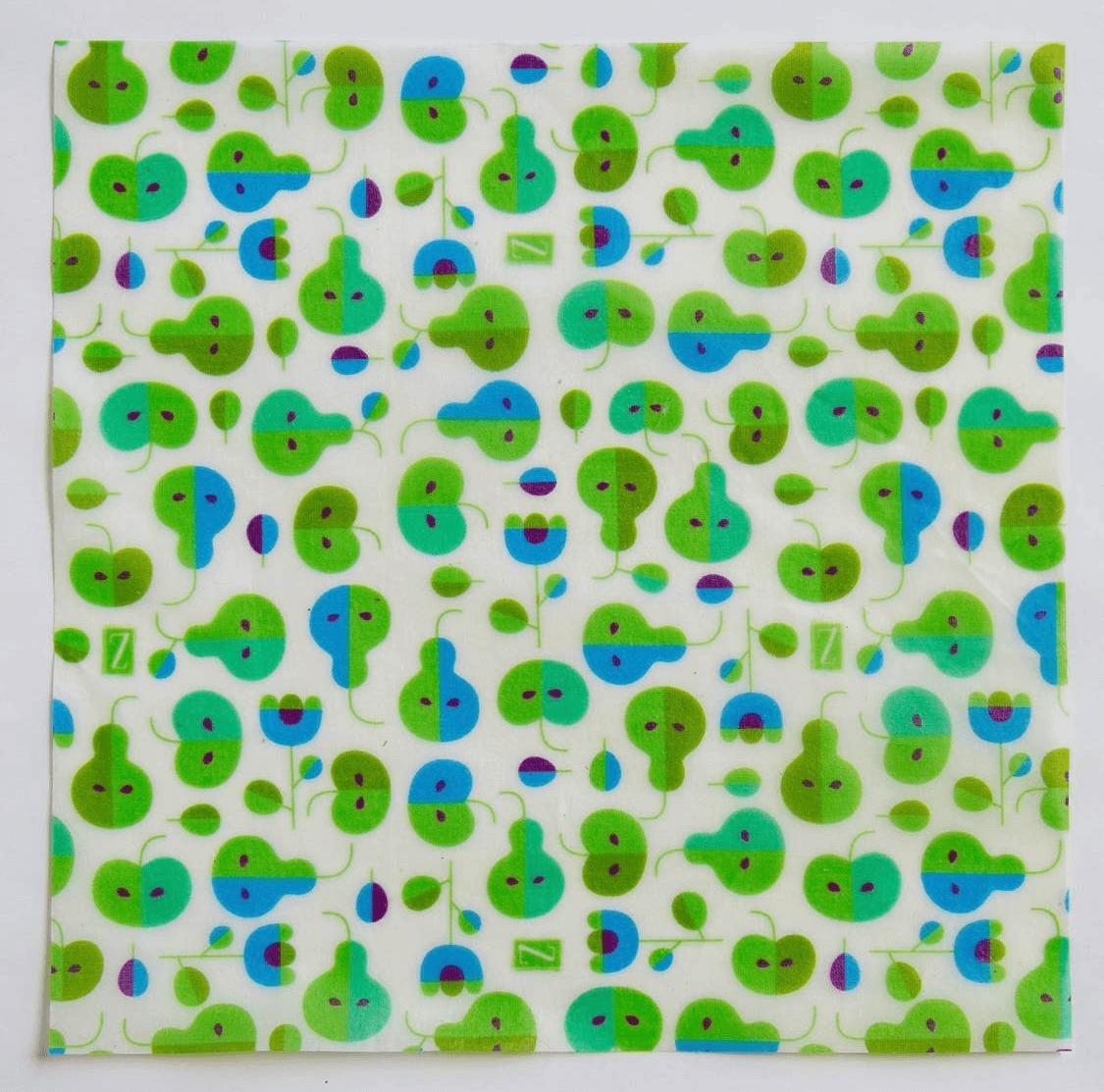 Z Wraps, reusable beeswax food wrap, in pear design.