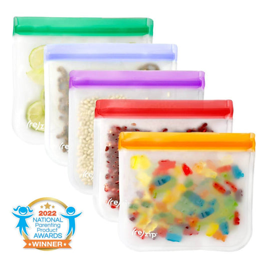 Reusable Flat Lunch Bags - 5 Piece Sets: Jewel Tones - Eco-Friendly