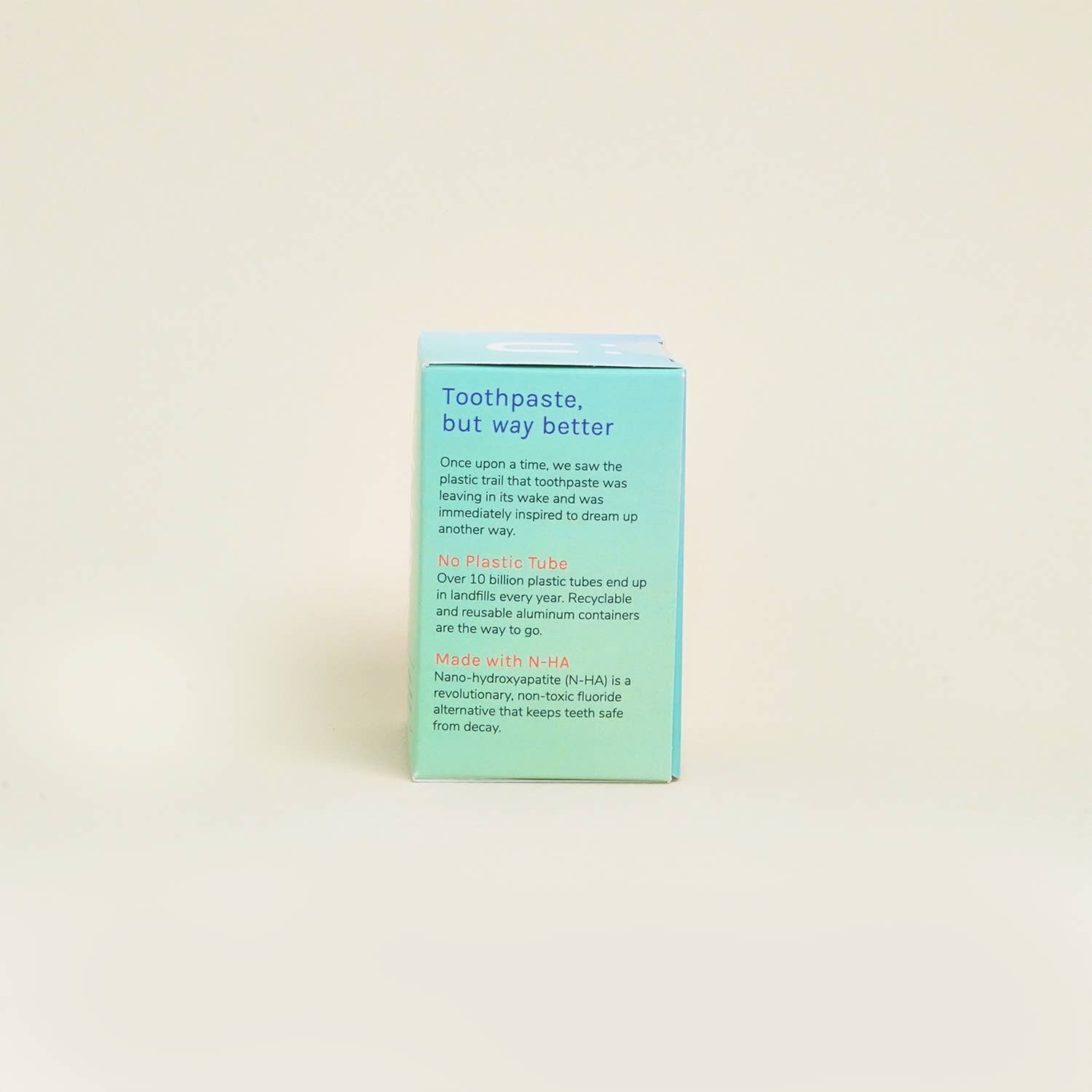Huppy toothpaste tablets box in light blue with N-HA information.