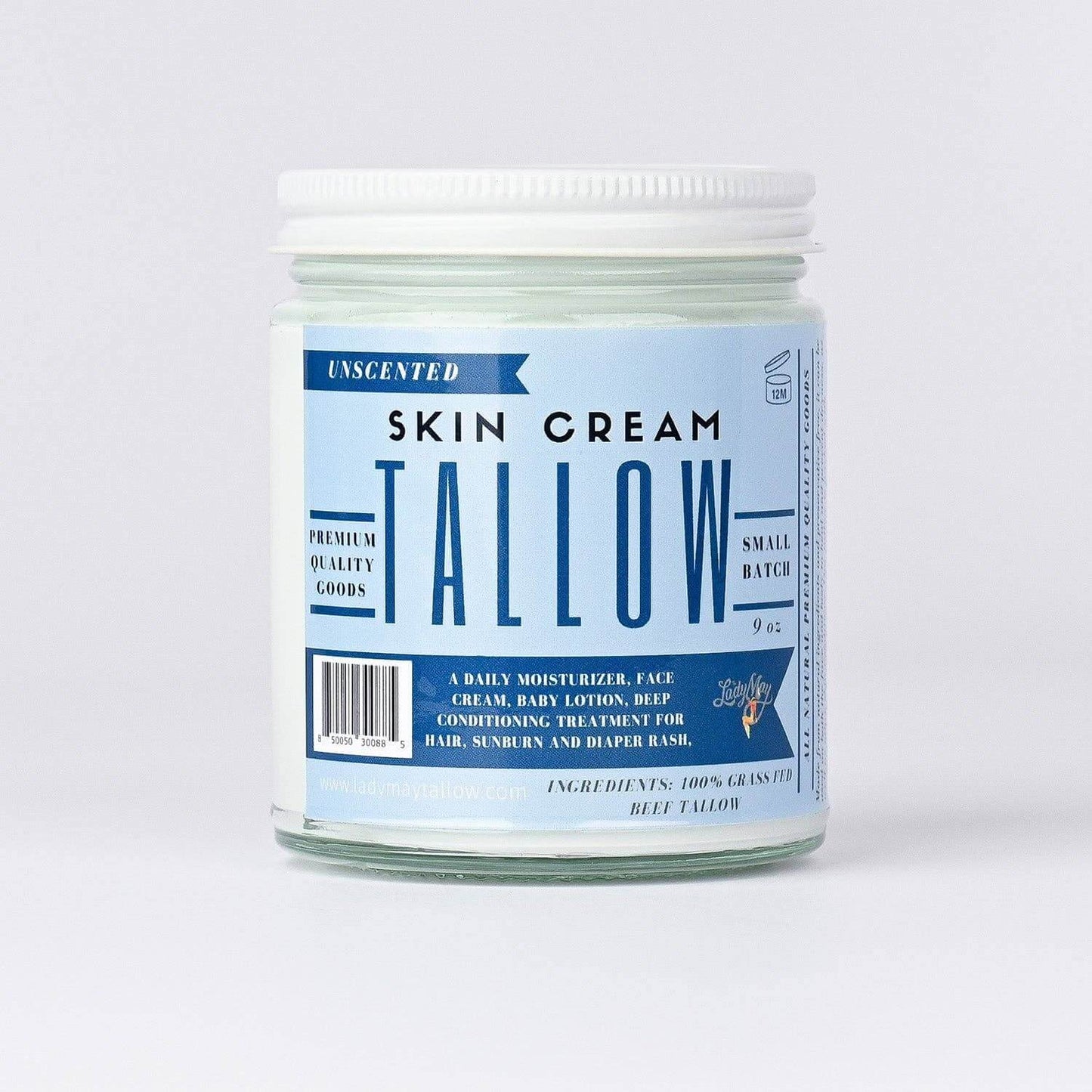 Grass Fed Beef Tallow - All Natural Moisturizer - Unscented Tallow Lotion Lady May Tallow