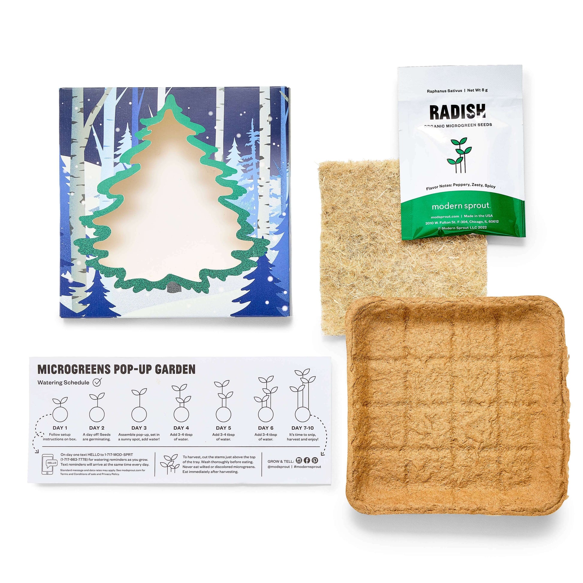 Winter Wonderland Microgreens Kit including planting materials and instructions for festive microgreens.