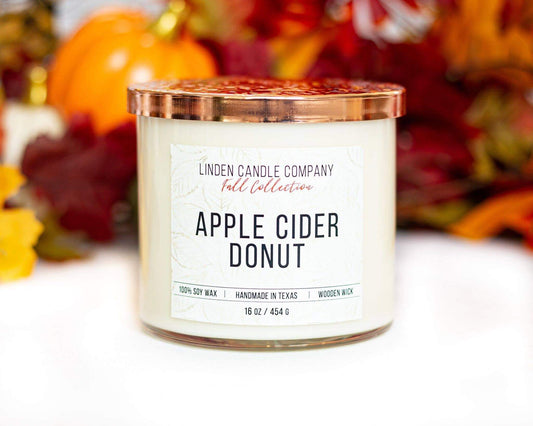 16oz Apple Cider Donut Fall Candle, Autumn Candle Linden Candle Company
